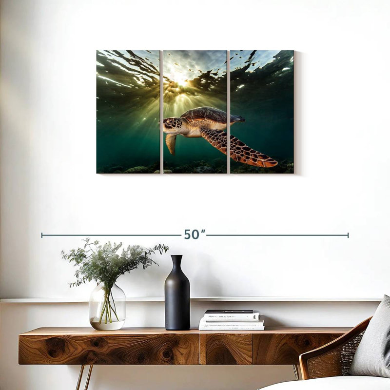 Rare Green Sea Turtle, 20" H x 33" W