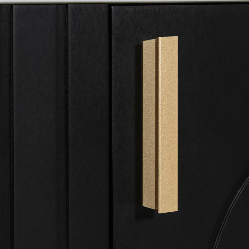 Meuble-lavabo de 24 po avec lavabo lisse, structure en pin massif, rangement latéral ouvert et tablettes à 2 niveaux derrière la porte, finition noire de 24 po, poignées en métal en céramique sous la tablette de l'évier