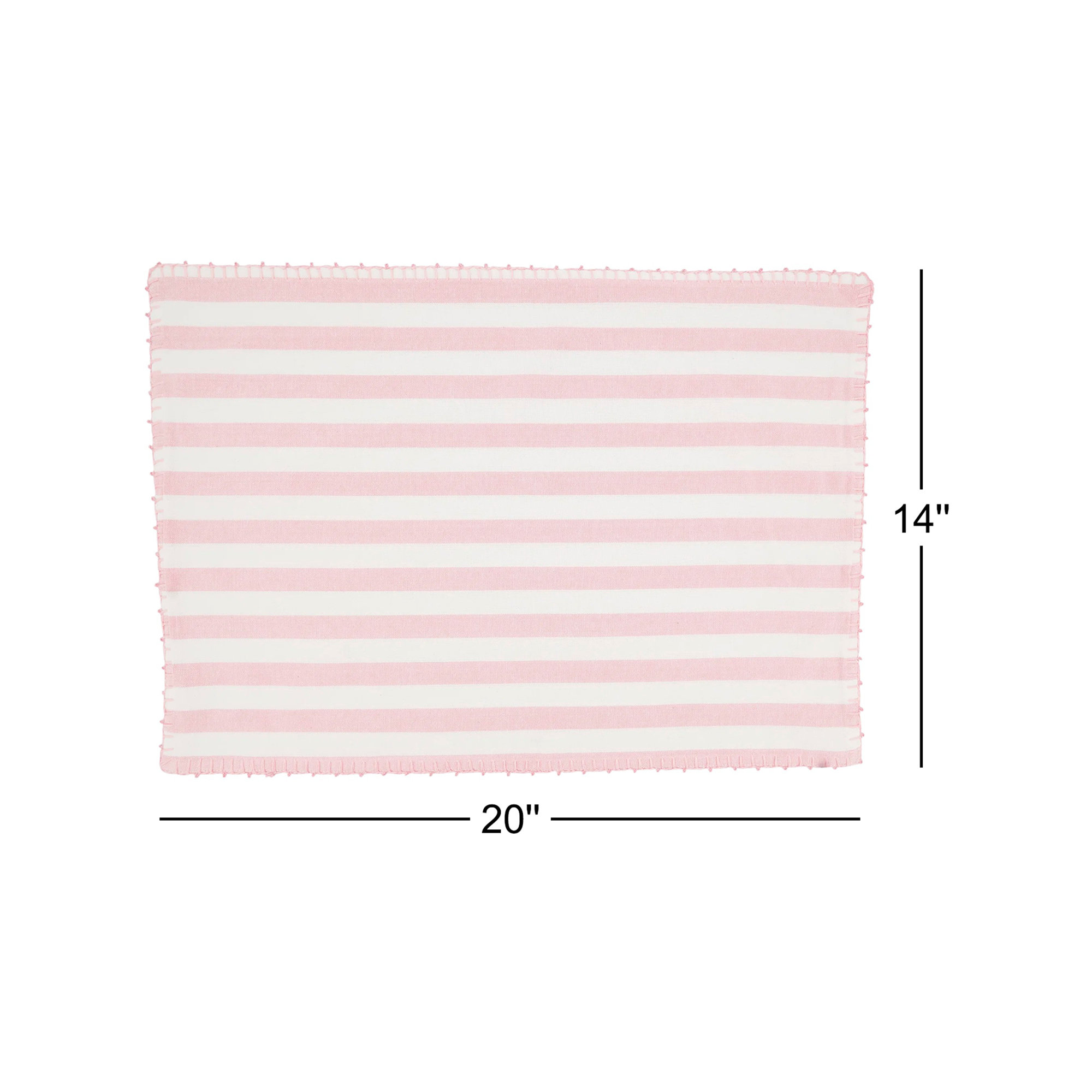 Oxford 100% Cotton Striped Rectangle Placemat, Pink