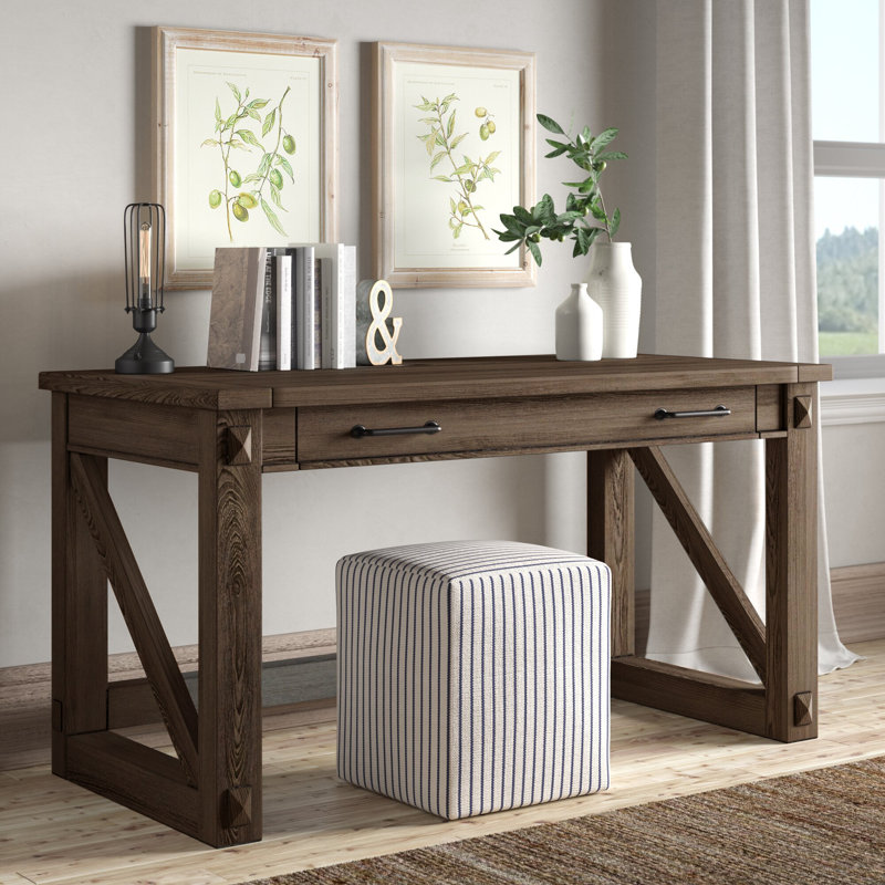 Bureau avec prises Jyler, Chêne vieilli