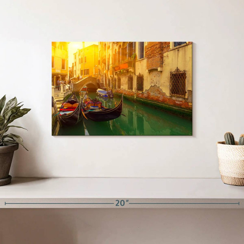Gondoles du canal Ravi à Venise, H 8 po x l 12 po