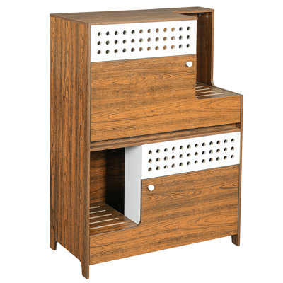 Brown 2 In 1 Cat Furniture, Side Table With Hidden Litter Box, Space - Saving, , Multi Functional, Comfortable For Cats, Good Airflow, Easy To Maintain Modern Box Enclosure Table, Material, Well