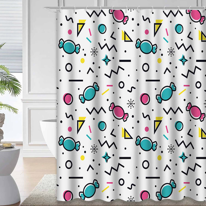 Rideau de douche à motif abstrait Memphis, L 72 po x l 84 po
