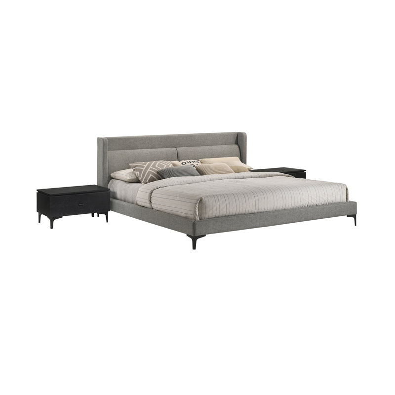 Ensemble de chambre avec lit plateforme 3 pièces Modlin, Très grand, Gris