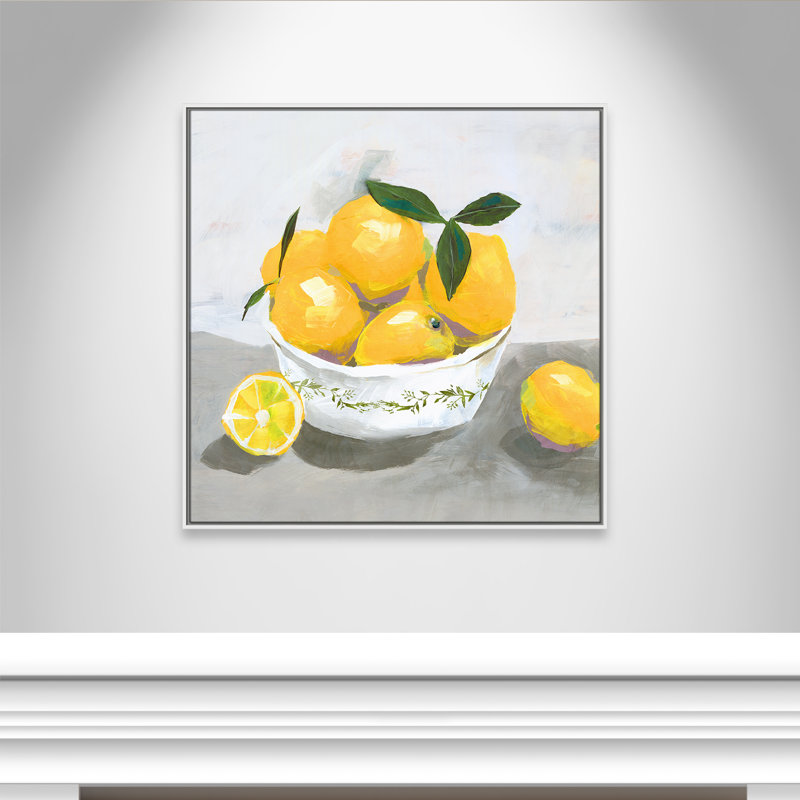 Hayons Lemons par Isabelle Z - reproduction, Toile avec cadre blanc, H 37,5 po x l 37,5 po x P 2 po