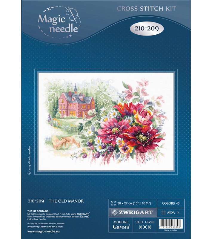 Trousse de broderie au point de croix comptée « Le vieux manoir » de Magic Needle 210-209
