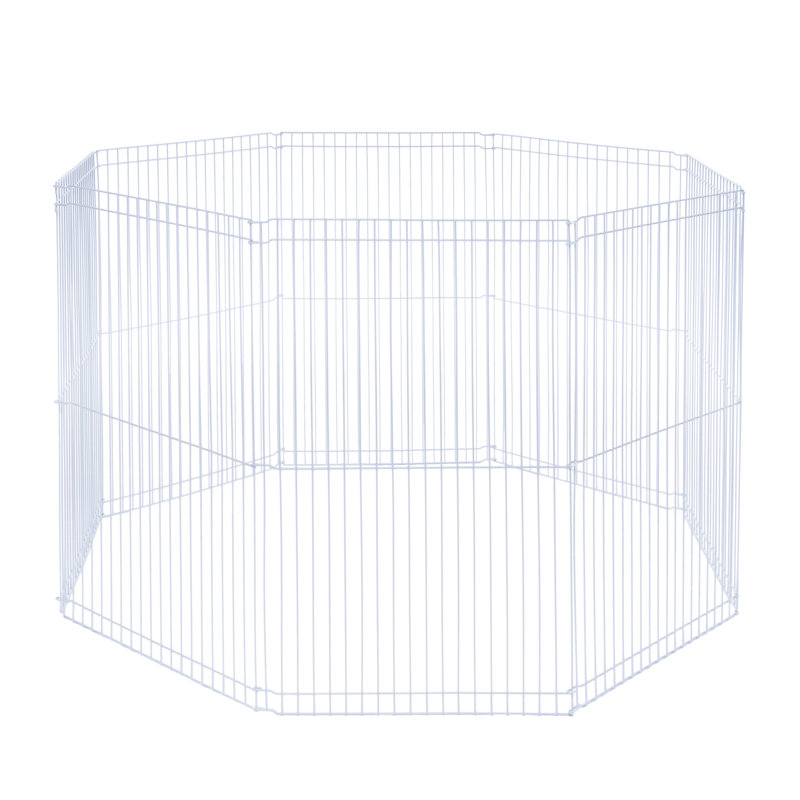 White Metal 8-Panel Small Animal Playpen