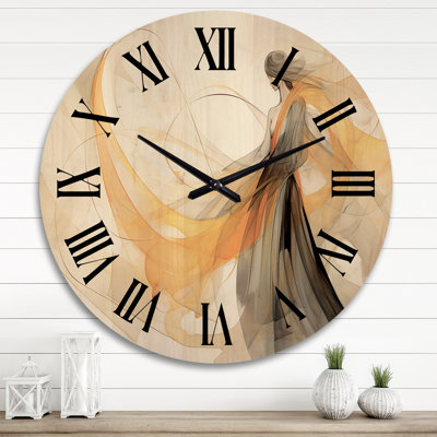Love And Desire Yellow Wave Woman Dancer IV - Fashion Woman Oversized Wood Wall Clock