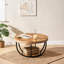 Table basse ronde de 31,5 pouces, minimaliste moderne, bois d'ingénierie avec base en acier-129745174-129745176