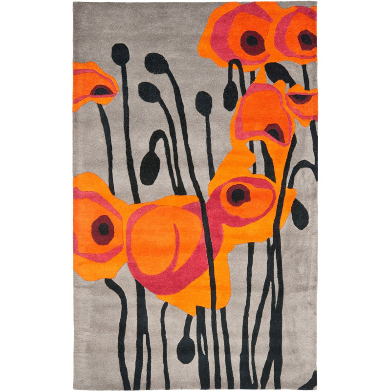 Carolette Hand Tufted Wool And Viscose Floral Rug, Rectangle 8' x 10'