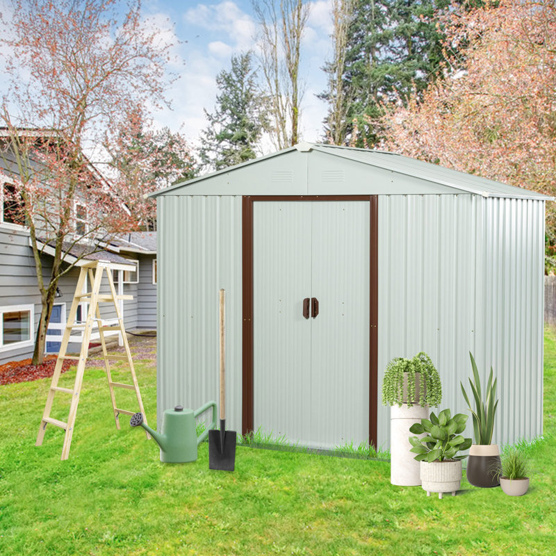 6Ft X 5Ft Outdoor Metal Storage Shed In White - Galvanized Iron Frame, Protected Surface, Airy Vents, Sliding Door With Padlock, Easy Assembly Tutorial Frame For Robustness, Panels, Punched