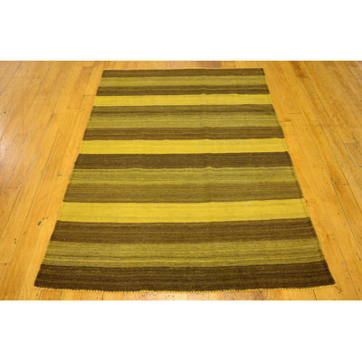 Tapis intérieur de la laine 4 pi 2 po x 5 pi 7 po one-of-kind à la main-noué la new age Warminster