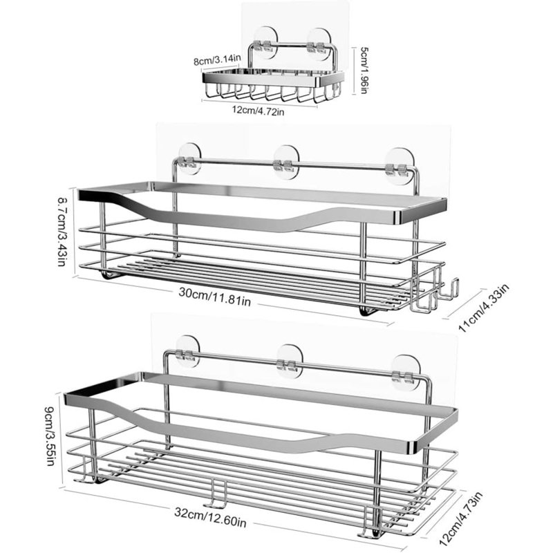 Adhesive Stainless Steel Shower Caddy