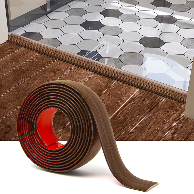 Bande de vinyle auto-adhésive de 0,14 po d'épaisseur x 1,57 po de largeur x 120 po de longueur pour joindre les trous de plancher, les seuils de tapis