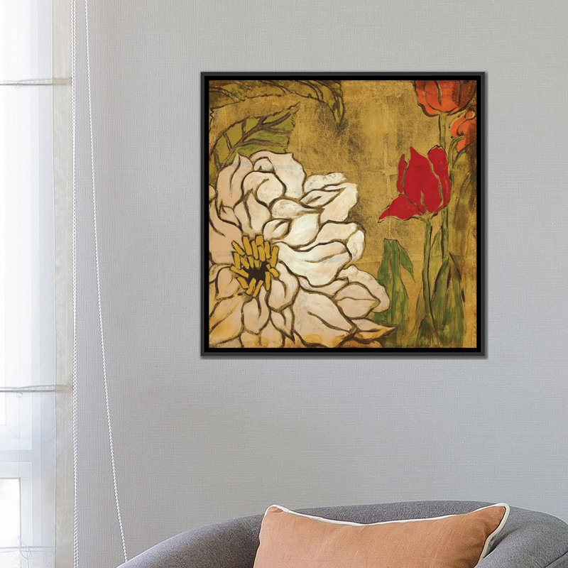 « golden day iii », reproduction sur toile, H 37 po x l 37 po x P 1,5 po, Toile avec cadre noir, Pas de tapis