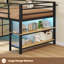 Lit mezzanine simple avec 6 tiroirs de rangement en tissu, lit mezzanine bas en métal avec lumières à DEL et tablettes de rangement ouvertes, lit d'escalier de sécurité et de garde-corps de H 15 po -1172916631