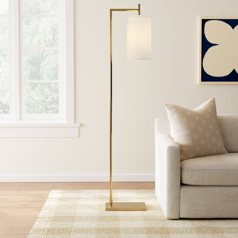 Elina 65'' Task Floor Lamp, Antique Brass, White
