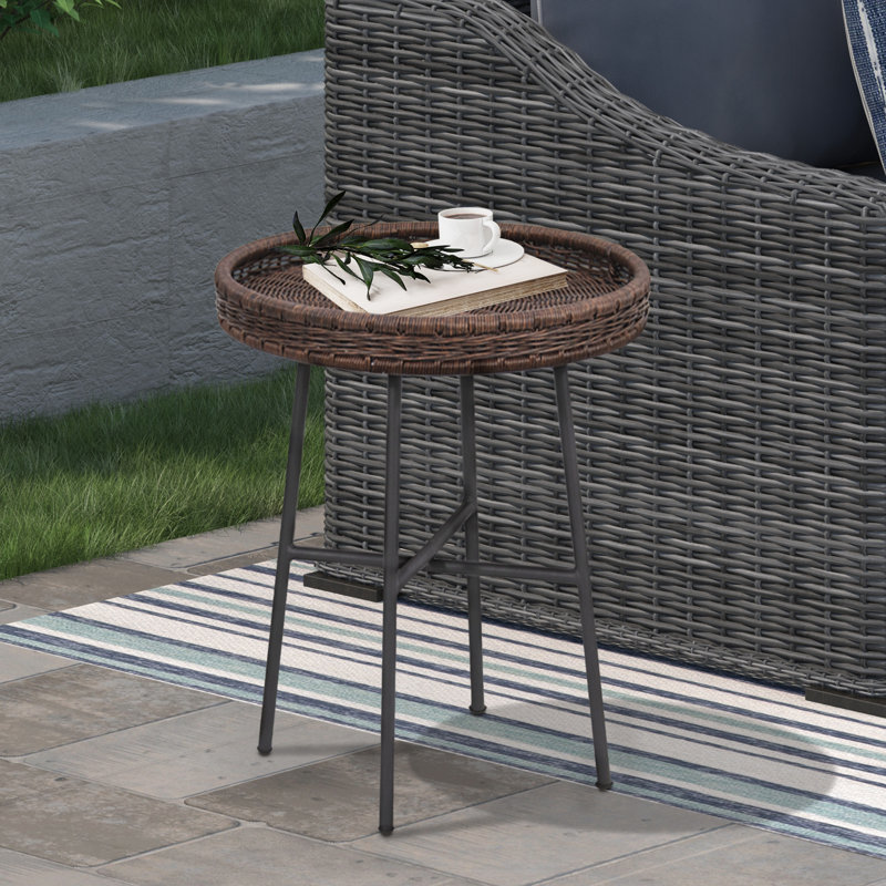 Lasell Round Outdoor Coffee Table, Espresso, 18" Diameter