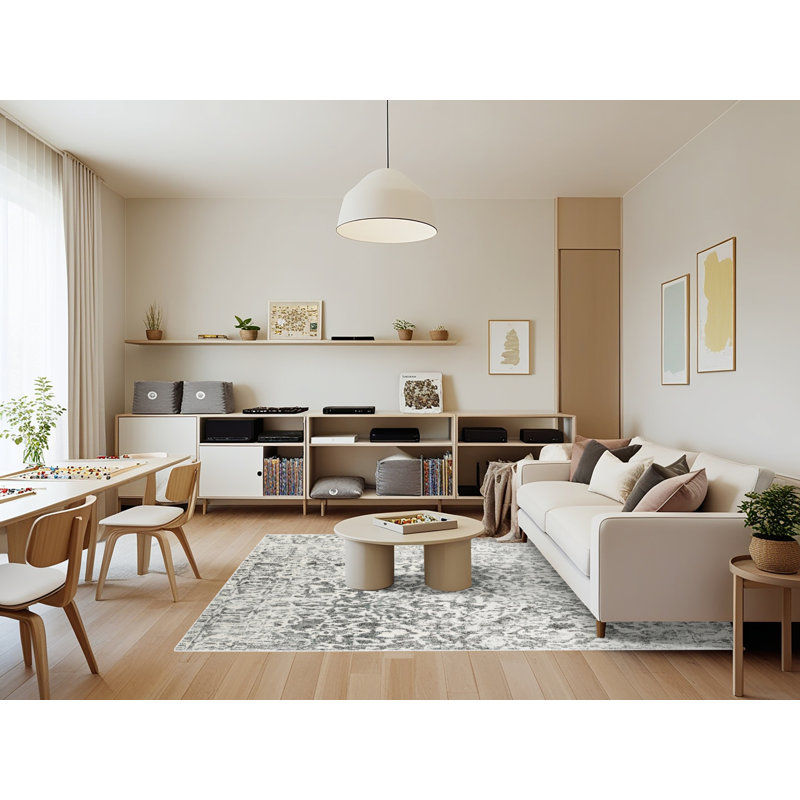 Tapis beige contemporain, Rectangle 7 pi x 9 pi