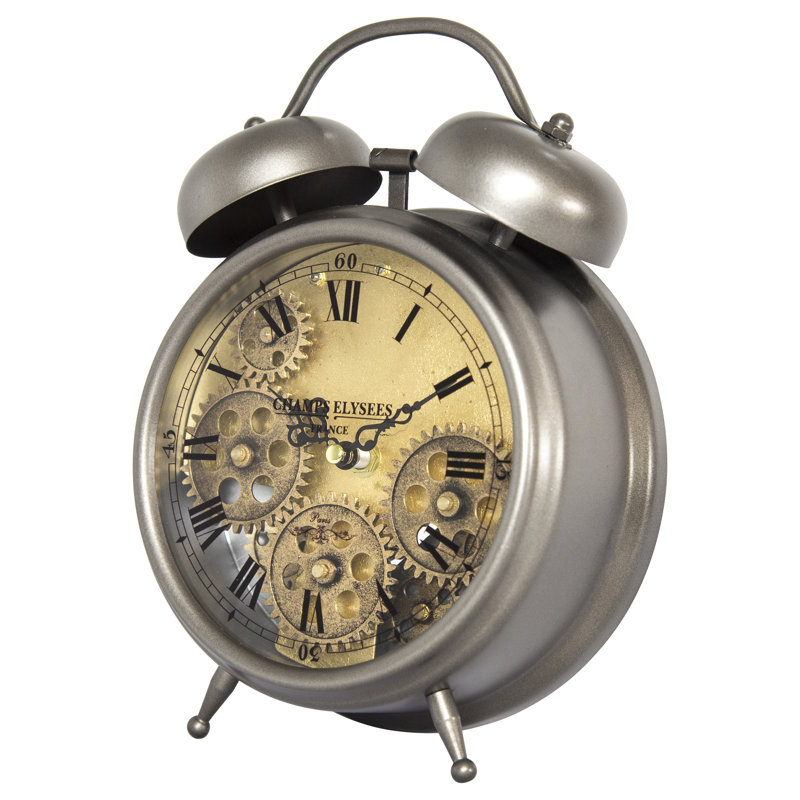 Roman Numeral Metal Quartz Movement / Crystal Tabletop Clock, Gunpowder