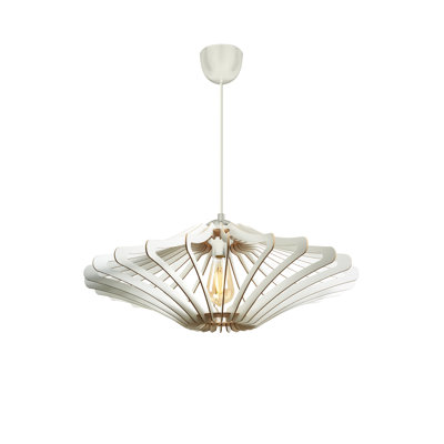 Lustre élégant de style scandinave, corps en panneau de fibres à densité moyenne blanc, 18,5 po x 18,5 po | Câble réglable, hauteur totale: 21,7 pouces | Douille E27, 40 W maximum | Parfait pour les décors modernes et les espaces éclairants