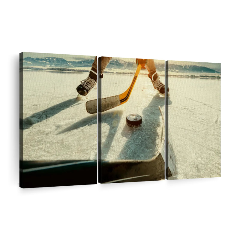 «Hockey Sunset Play» sur toile, H 28 po x l 45 po x P 1,25 po