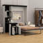 Lit escamotable double avec bureau, armoire de rangement et tablettes, cadre de lit plateforme pliable en bois de pin massif