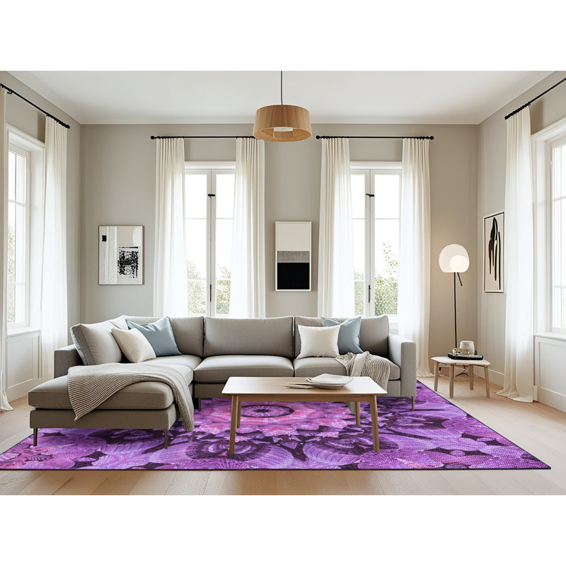Wool Floral Indoor Rug, Rectangle 8' x 12'