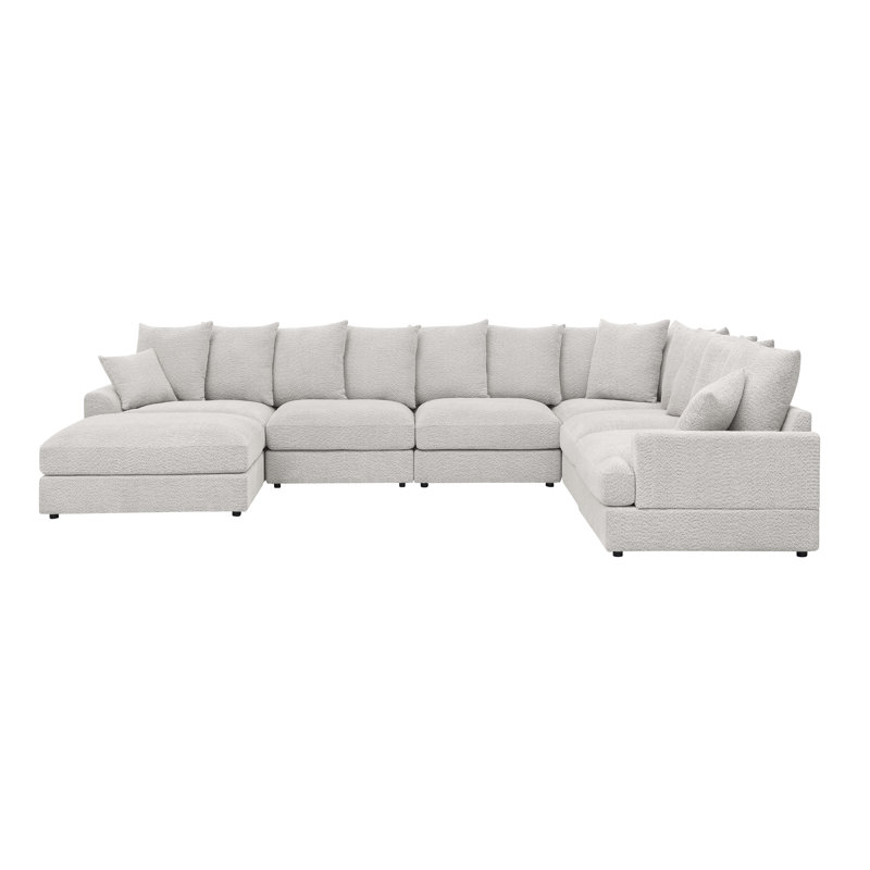 Canapé modulaire Arden Cloud, H 26 po x l 156 po x P 120 po, Microfibre/microsuède beige