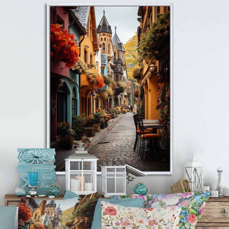 Germany Cologne Old Town II " Germany Cologne Old Town II ", 32" H x 16" W x 1" D, White Floater Framed