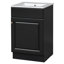 Meuble-lavabo noir de 50 cm avec vasque. Armoire à panneaux, tablette de porte et tablette intérieure réglable. Vasque en céramique lisse et imperméable. Vasque à charnières, noire. Armoire à utiliser. Revêtement teinté pour la vasque.