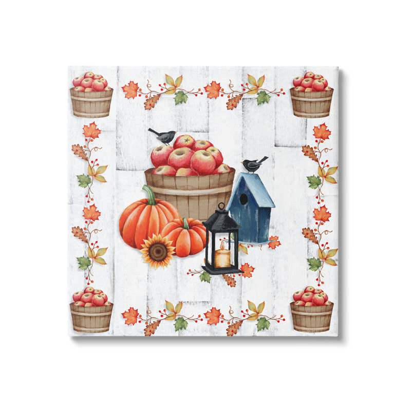 «Autumnal Apples & Lantern On Canvas» par Emma Leach, reproduction, H 30 po x l 30 po x P 1,5 po
