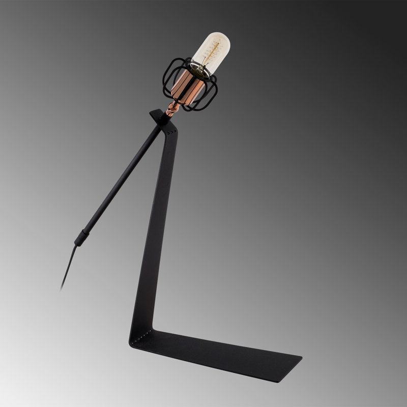 Lampe de bureau blanche 19,69 po Akram, Noir / Bronze, Noir