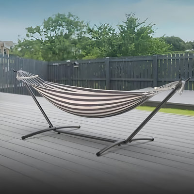 Hamac portable avec support, structure en acier robuste, capacité de poids de 600 lb, pour une utilisation intérieure et extérieure