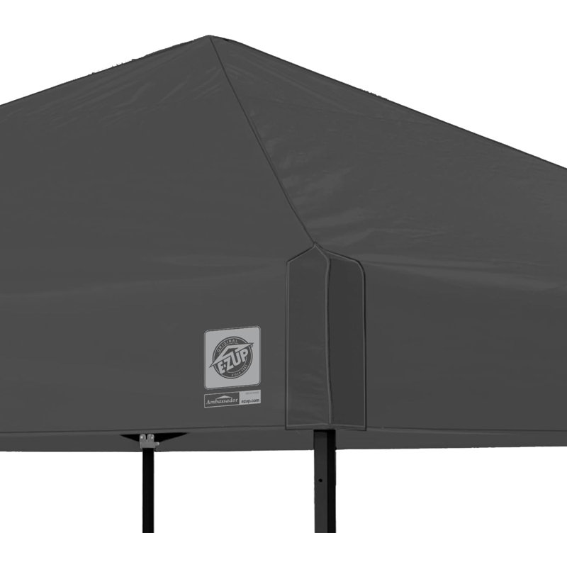 Ambassador Instant Pop Up Canopy Tent With Roller Bag And Spike Set, 10' X 10' Straight Leg Design, Fire Resistant And UV Protection