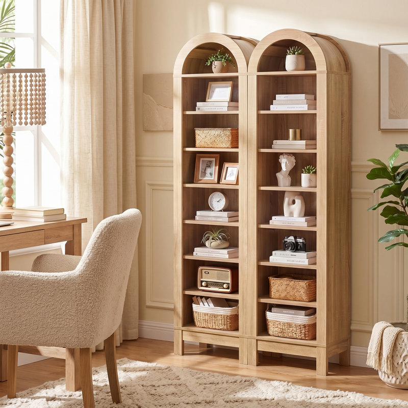 Bibliothèque cintrée de 180 cm de haut, tablette à 8 niveaux, meuble de rangement autoportant pour bureau à domicile, 2