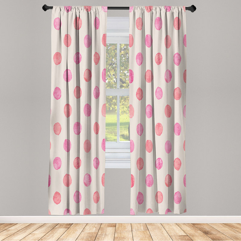 Microfiber Floral Semi-Sheer Rod Pocket Curtain Panels, 28" W x 95" L, Red/Pink/White