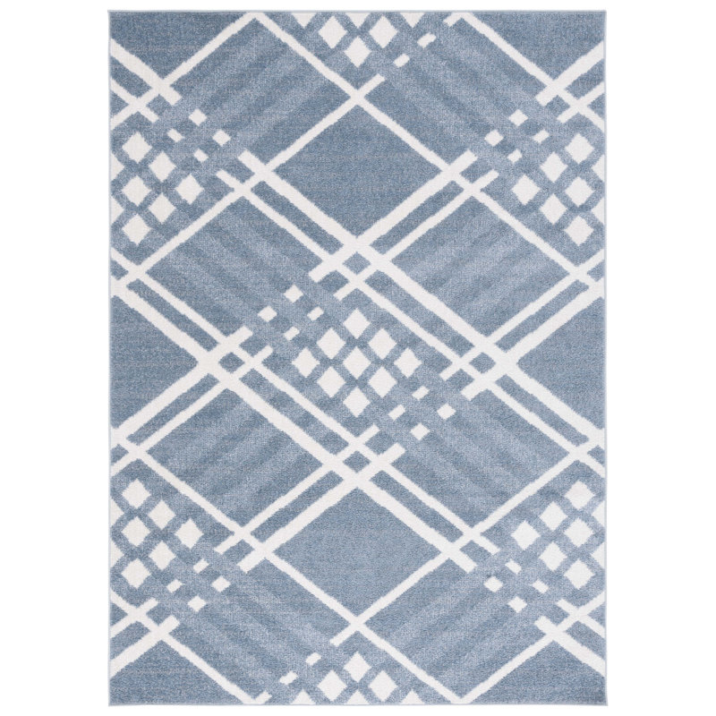 Tapis lavable Blair 228 bleu / ivoire, Rectangle 5 pi 3 po x 7 pi 6 po