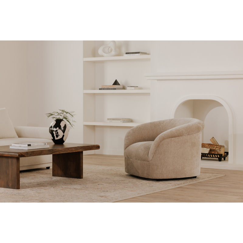 Upholstered Armchair, Beige Performance Chenille