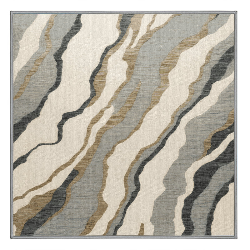 Tapis gris lavable à la machine, Carré 6 pi