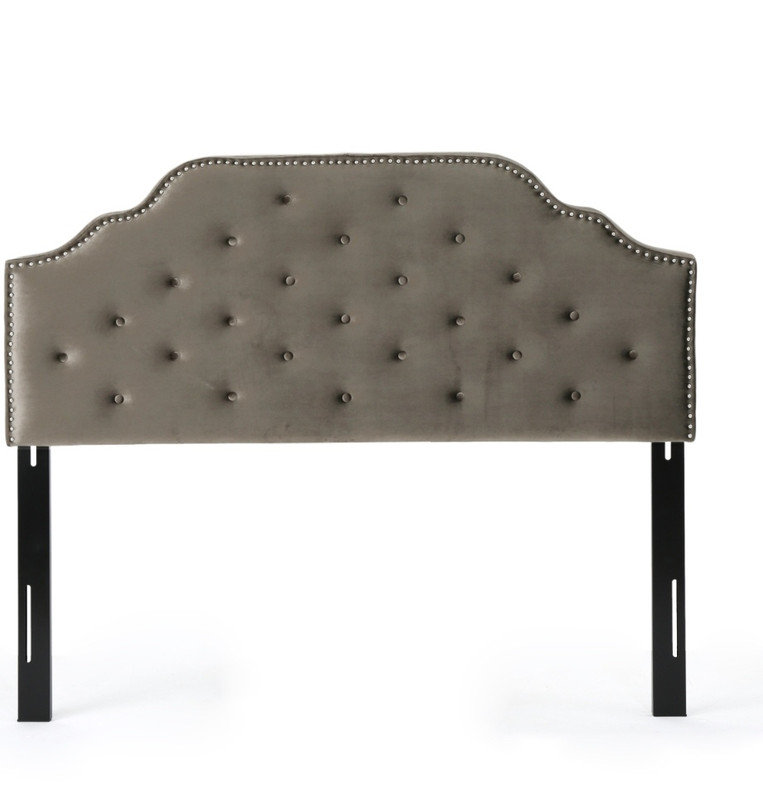 Queen Size Tufted Upholstered Headboard - Solid Wood Frame with Durable Metal Legs, Adjustable Height & Nailhead Trim, Modern Button Tufted Fabric Headboard