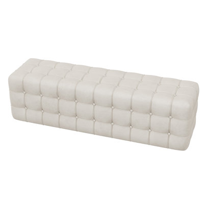 All Covered Velvet Upholstered Ottoman, Rectangular Footstool, Bedroom Footstool, No Assembly Required, Elegant And Luxurious -  Everly Quinn, A6DD8639C4F14E598F2968453D0560C8