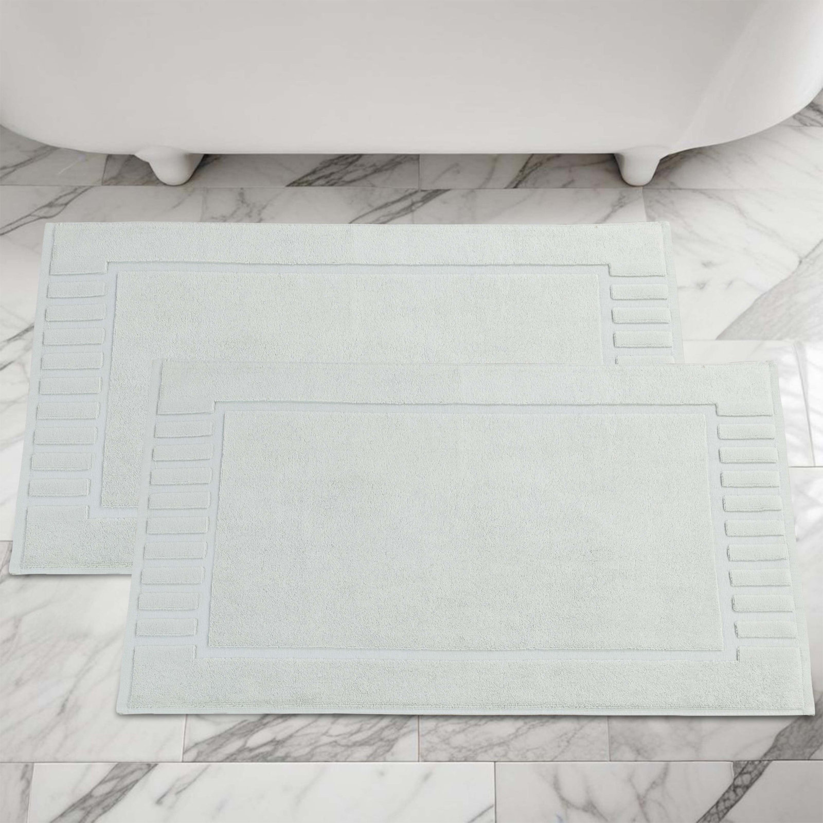 Pardue Cotton Bath Mat, Aqua Marine, Geometric