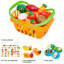 Ensemble de 46 aliments pour enfants, ensemble de 46 pièces pour jouer avec cuisine, planche à découper et couteaux - 35 jouets pour tout-petits, panier d'épicerie, 3 planches à découper, 3 couteaux et 4 plats pour enfants de 3 ans et plus par Hey! 