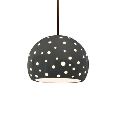 Luminaire suspendu 1 lumière Dimartino - Rosé brillant - Nickel brossé - l 12,25 po x H 9,25 po - DEL dédiée - Tige rigide