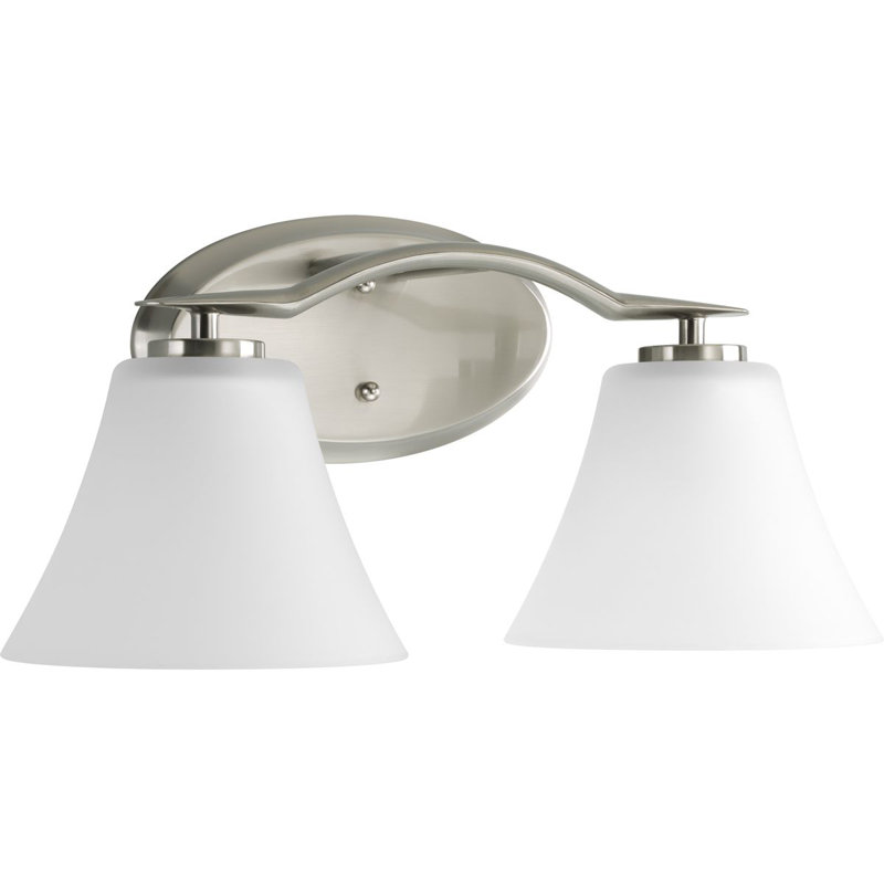 Barre d'éclairage de salle de bain 2 lumières Karla, Nickel brossé