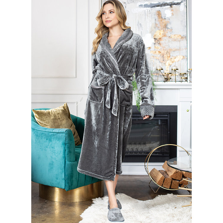 LOTUS LINEN Soft Plush Robes Luxury Fluffy Robe Long Fleece Spa Bathrobes &  Reviews - Wayfair Canada