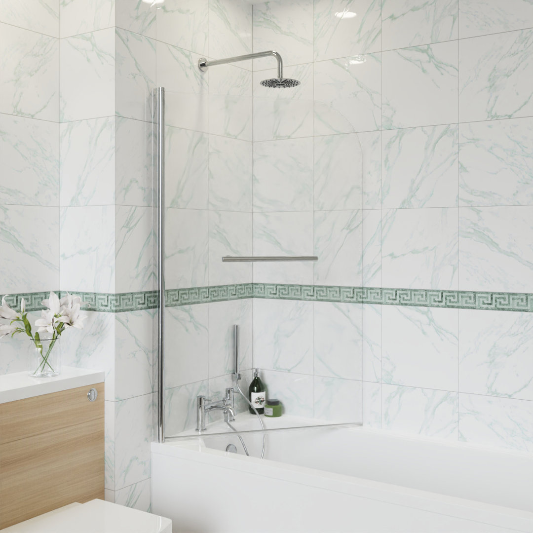Desideria 800mm W x 1400mm H Pivot Semi-Frameless Bath Screen with Clear Glass