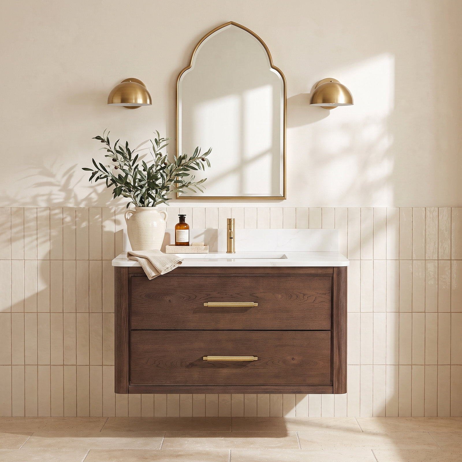 Cristo 36'' Single Bathroom Vanity, Dark Brown Oak