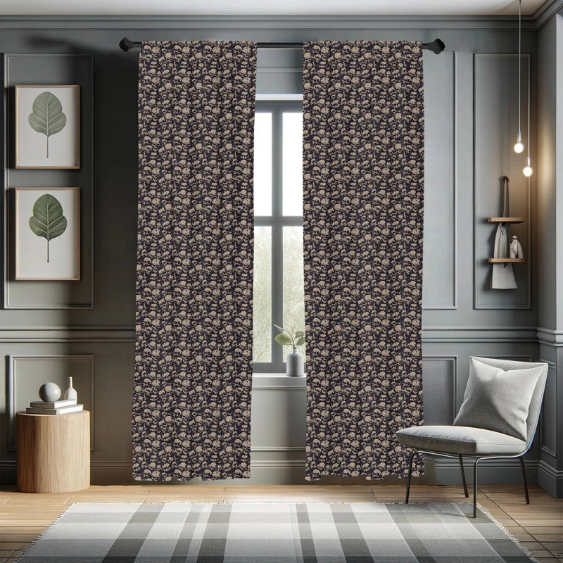 Skull Semi-Sheer Rod Pocket Sliding Panel, 28" x 95"